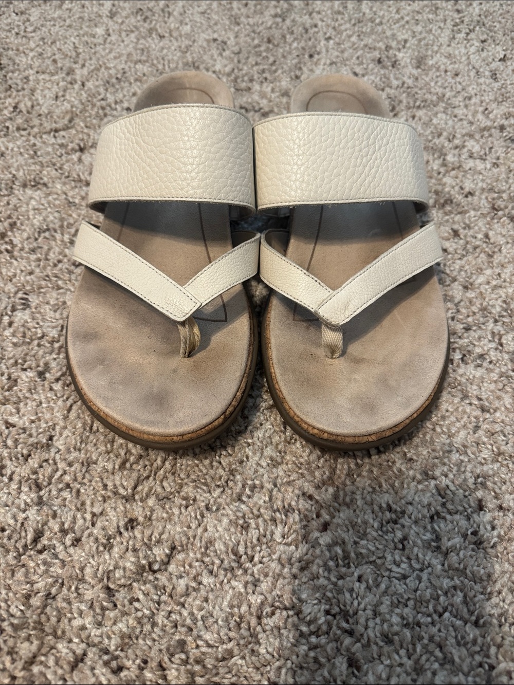 Vionic Cream Leather Slide Sandals